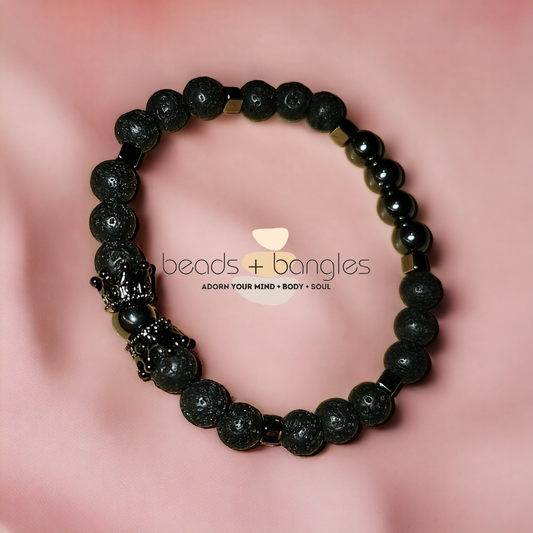 Men's Hematite and Lava Rock Bracelet