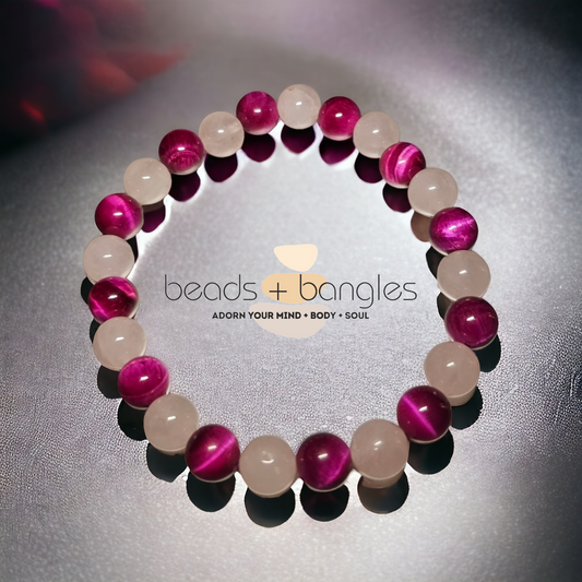 Pink Tiger's Eye and Rose Quartz Bracelet