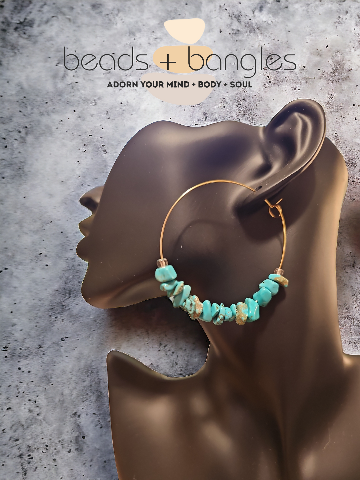 Large Turquoise Gold Hoop Earrings