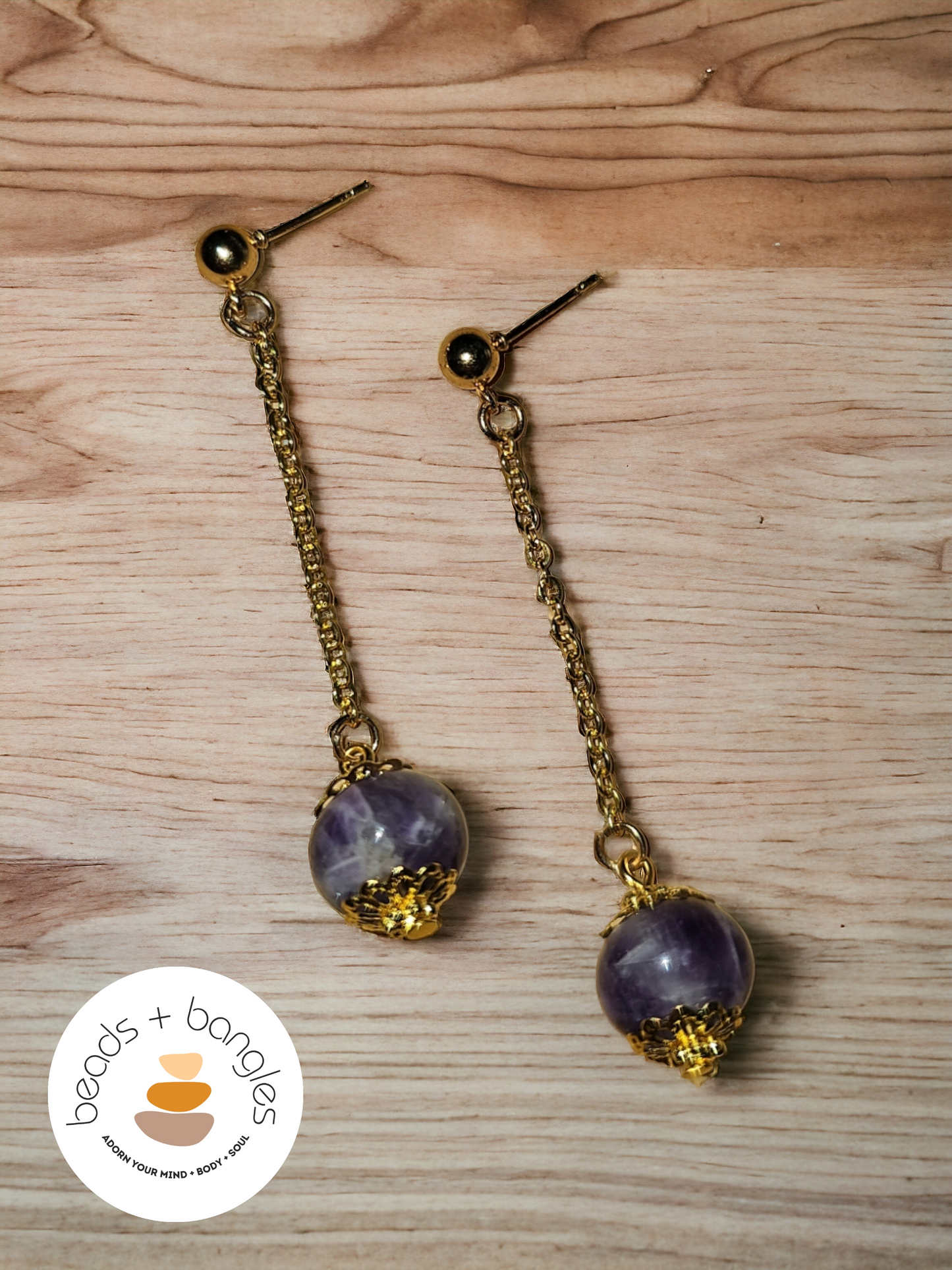 Amethyst Chain Dangle Earrings